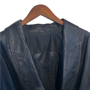 Vintage 80s 90s Black Leather Jacket shoulder pads Animal Print Detail thumbnail 12