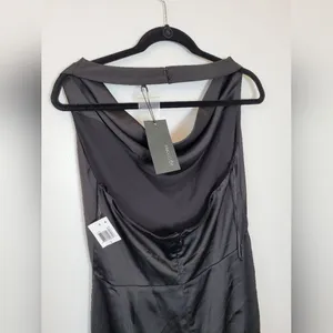 NEW 19 Cooper Black Satin Jumpsuit Halter Neck Cowl Night Out Club Large thumbnail 9