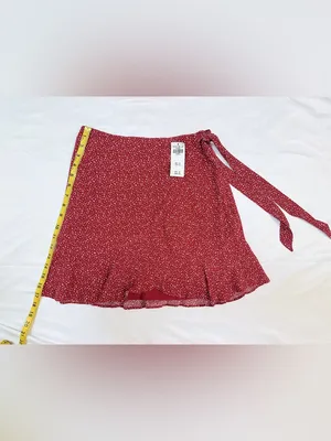NWT Abercrombie & Fitch Ruffle Wrap Mini Skirt – Red Floral – XS thumbnail 12