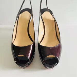 Christian Louboutin Altadama 100 Burgundy Slingback Peep Toe Patent Pump Sz 39.5 thumbnail 3