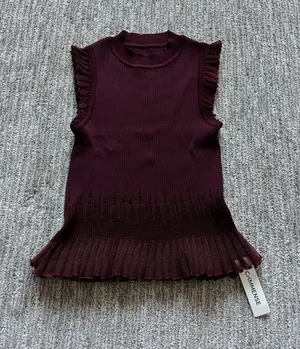Commense Ribbed Knit Ruffle Top size XS NWT Red thumbnail 1