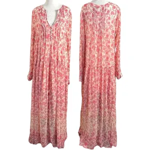Free People Dainty Ethereal See It Through Maxi Dress Pink Rose Floral Large thumbnail 7