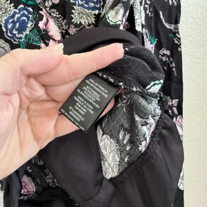 AFRM Surplice Long Sleeve‎ Bodysuit Puff Sleeve Black Pink Floral Small S thumbnail 6