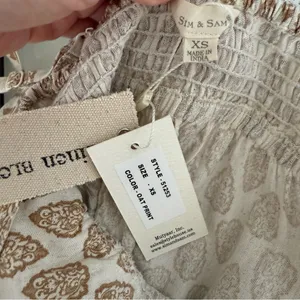 Sim & Sam Bohemian Tan Babydoll Linen Blend Maxi Dress in Oat Print Size XSmall thumbnail 6