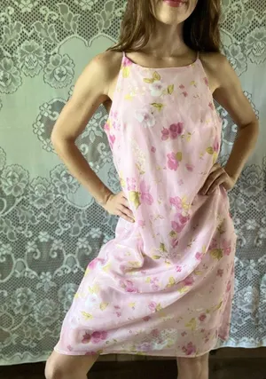 Vintage 90s Studio Y Sheer Slip Lined Floral Cottagecore Fairycore MIDI Dress thumbnail 7