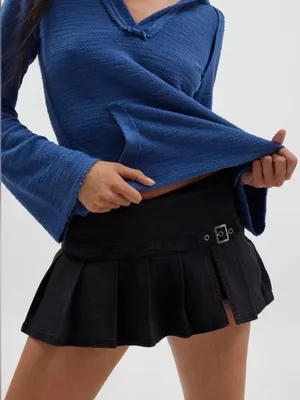 BDG Shaina Micro Mini Skort in Black Denim Size XS thumbnail 2