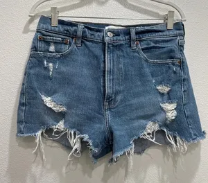 Abercrombie & Fitch Blue Jean Shorts Distressed Frayed Hem thumbnail 1