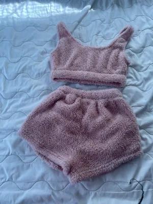 Size Small Furry Short Set Pink thumbnail 3