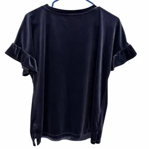 Old Navy Blue Velvet Ruffled Short Sleeve Top Womens Medium thumbnail 8