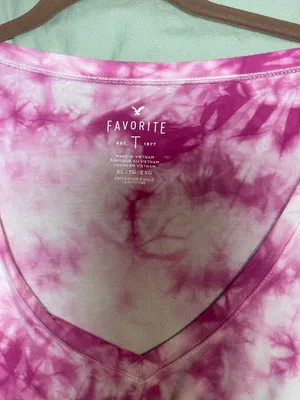 American Eagle Outfitters Pink & White Tie Dye Soft & Sexy Shirt thumbnail 2