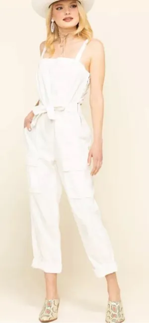 Free‎ People Go West Jean Denim Overall Jumpsuit Zinc White size small thumbnail 1