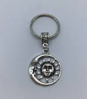 New sun and moon silver or gray dangle keychain thumbnail 10