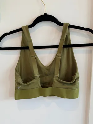 Fabletics Olive Green V-Neck Strappy Back Sports Bra thumbnail 6