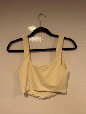 Cream Olivaceous Corset Style Square-Neck Crop‎ Tank Top with Contrast Stitching thumbnail 3