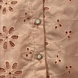 Free People Pink Floral Eyelet Blouse‎ medium thumbnail 2