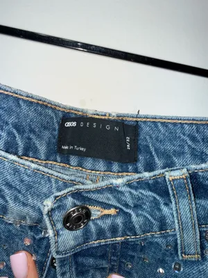 Diamanté jeans ASOS Design Blue Size 28 thumbnail 6