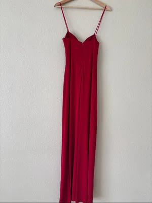 Onyx Nite Red Spaghetti-Strap Evening Gown thumbnail 3