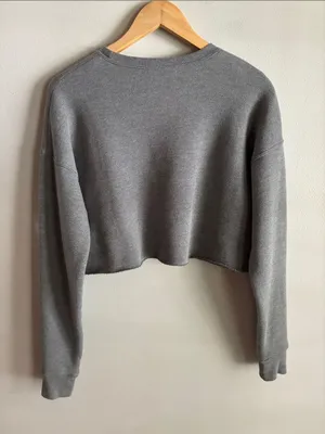 My Sister Year of the Woman Cropped Sweatshirt Gray Oversized Graphic Pullover thumbnail 5