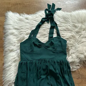 LULU’S Radiant Charisma Emerald Chiffon Ruched Tie Strap Maxi Dress thumbnail 6