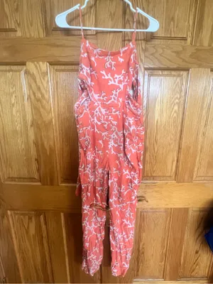 Maeve - Anthropologie - Coral-Print Spaghetti-Strap Jumpsuit thumbnail 4
