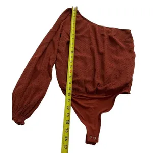 Abercrombie & Fitch Women Size XS Maroon Bodysuit Polka Dot One Shoulder 18-700P thumbnail 8