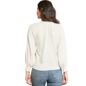 Nation LTD Size S Melanie Smocked Peasant Tee Off White Top Shirt thumbnail 2