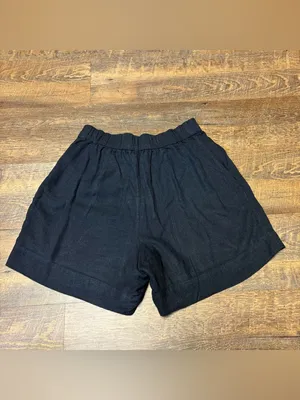 Abercrombie & Fitch Lined Black Linen Blend Pleated Shorts Women's Small Pockets thumbnail 8