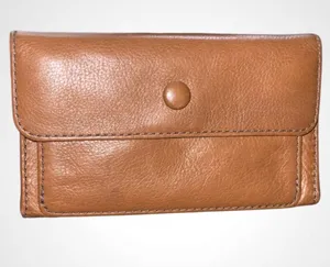 Fossil Tan Leather Snap Trifold Wallet thumbnail 1