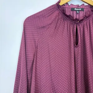 Madewell Burgundy Ruffled Blouse thumbnail 10