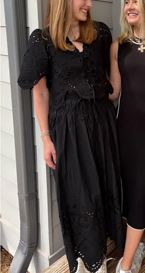 Black Eyelet Maxi Skirt Set Size XS thumbnail 3