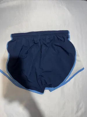 Nike Women's Navy Shorts with Light Blue Trim thumbnail 4