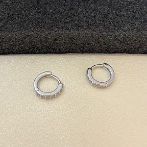 12mm CZ Small Hoop Earrings for Men Women Streetwear Punk Hip Hop Unisex Earring thumbnail 4