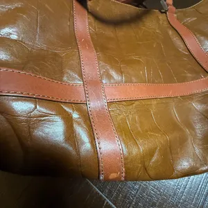 FALOR Le Borse Italy Brown Croc Embossed Leather Tote Shoulder Bag Purse Large thumbnail 8