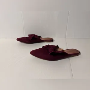 Madewell burgundy pointy toe bow slide mules shoes size 7.5 thumbnail 3