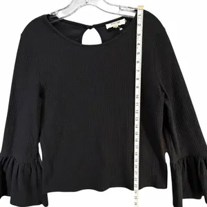 Anthropologie Porridge Joan Bell Sleeved Top Womens M Black Ribbed Boho‎ Chic thumbnail 8