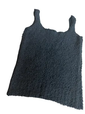 Skims Cozy Knit Fuzzy Teddy Sherpa Tank Top Black Onyx Stretch Size XS Women's thumbnail 5