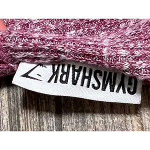 Gymshark Womens Cropped Hoodie‎ Long Sleeve Burgundy Heathered Knit Size Medium thumbnail 3