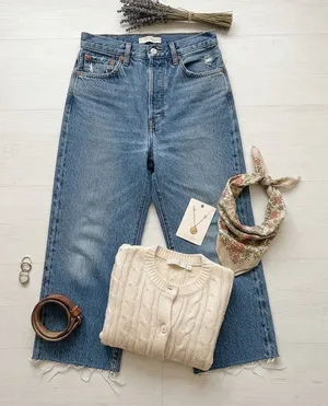 Levis Ribcage Straight Ankle Jeans 29 Medium Wash Button Fly Raw Hem High Rise thumbnail 1