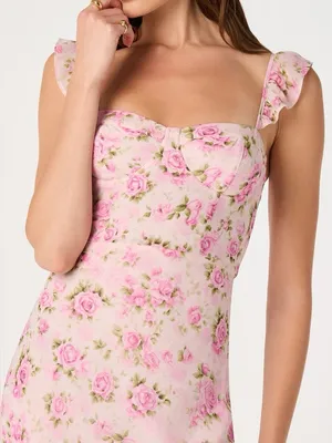 ASTR The Label Alcina Polka Dot Maxi Dress Pink Multi Floral thumbnail 6