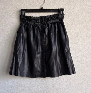 Zara black faux leather button front mini skirt size small thumbnail 1