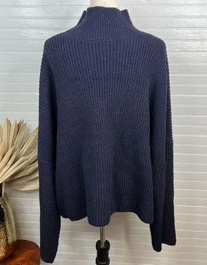 Topshop Drop shoulder Pullover Mock Neck Oversized Sweater Blue Size L US 12 thumbnail 5