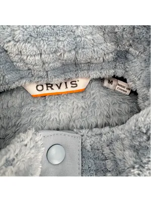 Orvis Pastel Blue Pullover Quarter Snap Mock Neck Pockets Teddy Faux Fur Medium thumbnail 7