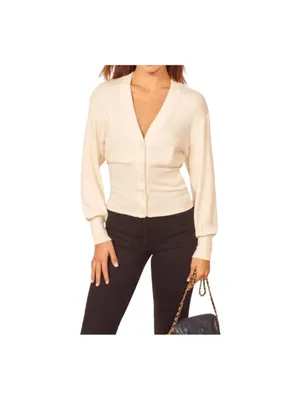 REFORMATION Vitalia Ribbed Top In Ivory Cardigan XS thumbnail 5