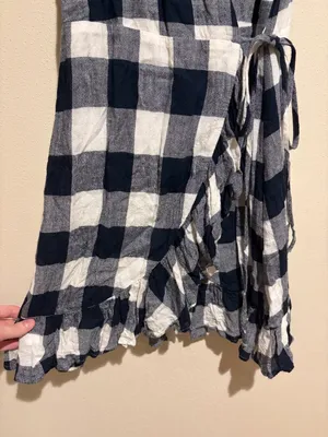 Rails Madison Mini Wrap Dress Azure Check Navy Blue White thumbnail 6