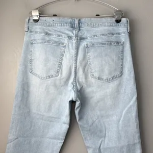 Gap Kick Fit Cropped Jeans Size 14 32 Light Blue Stretch Denim Boho Chic Raw Hem thumbnail 4