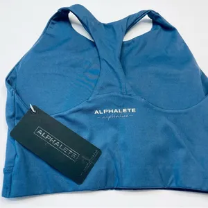Alphalete Alphalux Sports Bra Women XS Supreme‎ Blue High Neck Racerback Gym Top thumbnail 3