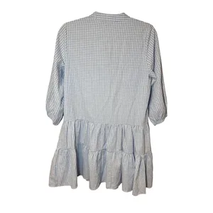 Petal & Pup Daria Dress Tiered Mini Gingham‎ Button White Blue Size Small thumbnail 4