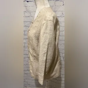 Coldwater creek Women’s Cream Linen Jacket With Hook Closure Size 14 thumbnail 3