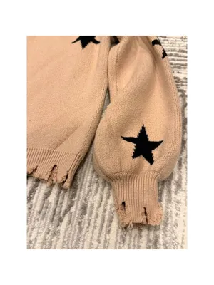 Dance & Marvel women's medium beige/black Stars mock neck sweater thumbnail 7