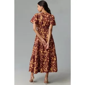 Anthropologie Somerset Maxi Dress in Copper Floral Print Size Small thumbnail 2